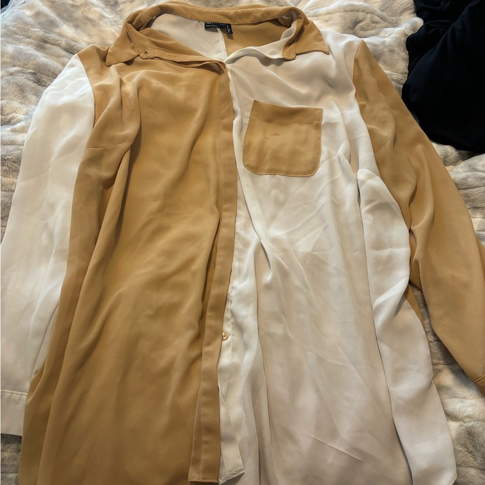 ASOS Curve Color Block Button Up - Picture 2 of 2